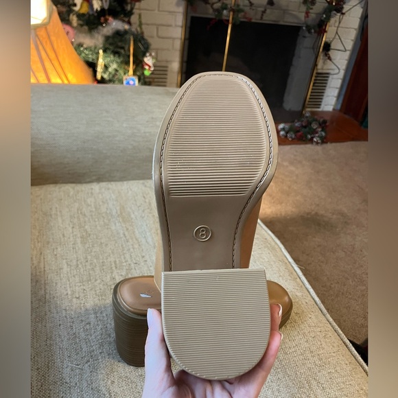 Tan brown leather clog wedges - Picture 3 of 6